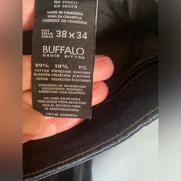 BUFFALO brand black jeans size 38x34 with a straight fit leg - Picture 5 of 8